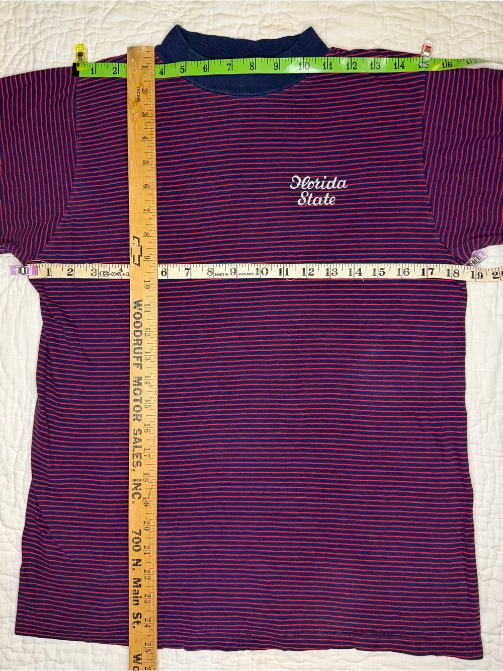VTG 70s Champion Florida State Single Stitch Blue Bar Striped T Shirt USA MED - Picture 8 of 12